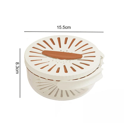 Fruit Drain Basket with Lid Vegetable Washing Bowl Foldable Handle Cleaning Colander Plastic Refrigerator Crisper Kitchen Box