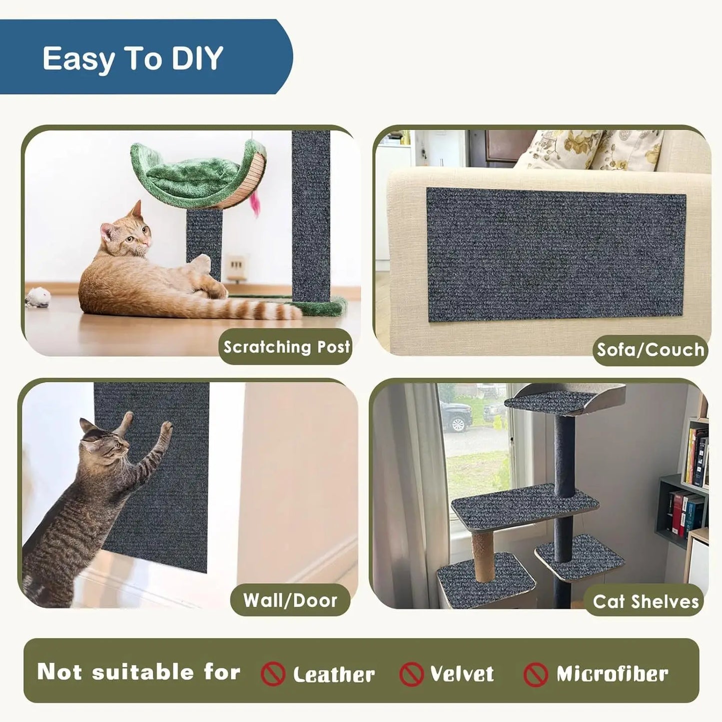 Self-Adhesive Carpet Cats Scratch Board Wall anti Cat Scratch Sofa Diy Cats Scratch Board Sofa Protection Paws Sharpen Trimmable